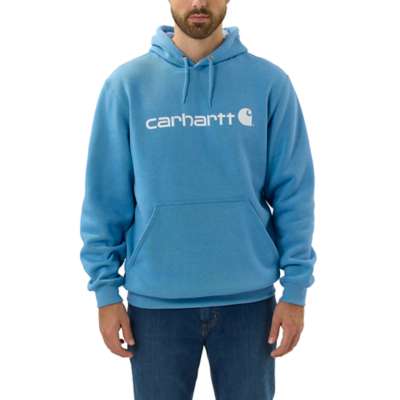 carhartt logo hoodie 100074 blue lagoon heather h54 front