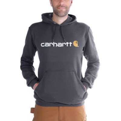 carhartt logo hoodie 100074 carbon heather 026 front
