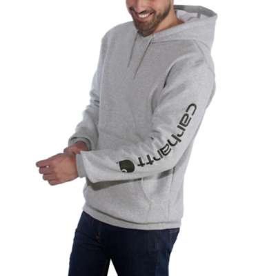 carhartt sleeve logo hoodie k288 heather grey e20  front