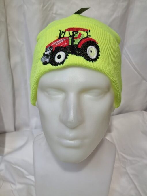 knitted kids beanie b45b hi vis c w red tractor logo