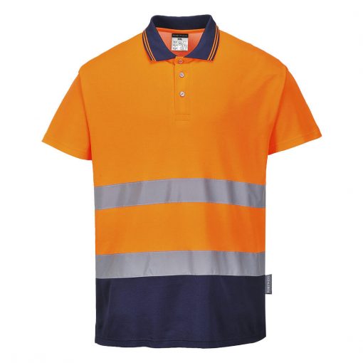 hi vis polo two tone s174 orange navy