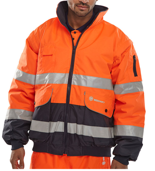 hi vis europa bomber jacket orange navy