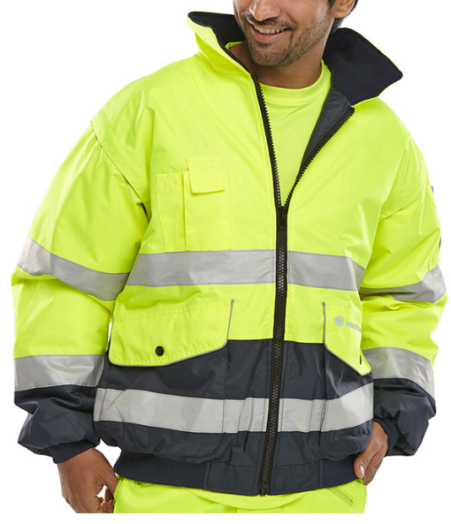 hi vis europa bomber jacket yellow navy