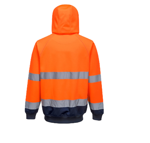 hi vis two tone hoodie b316 orange navy back