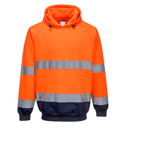 hi vis two tone hoodie b316 orange navy front