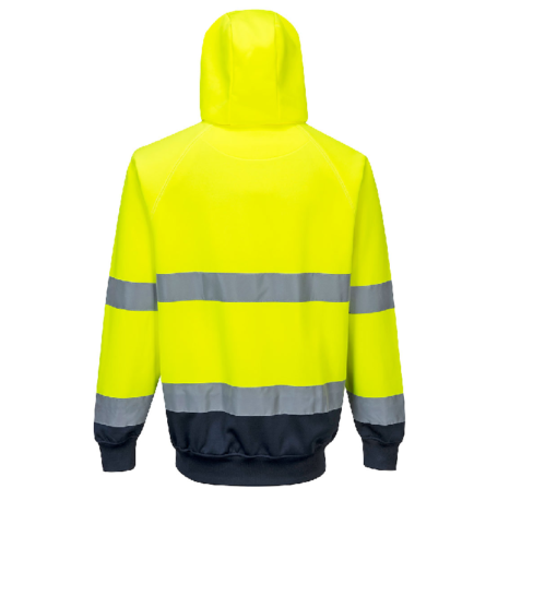 hi vis two tone hoodie b316 yellow navy back