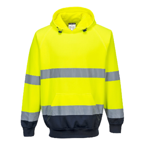 hi vis two tone hoodie b316 yellow navy front