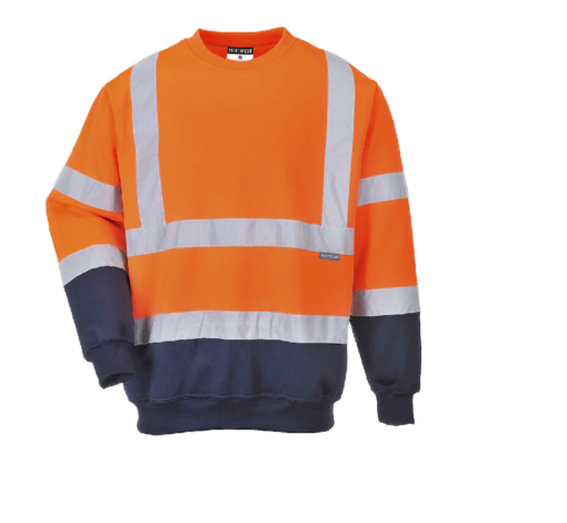 hi vis two tone sweatshirt b306 orange navy front