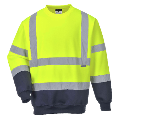 hi vis two tone sweatshirt b306 yellow navy front