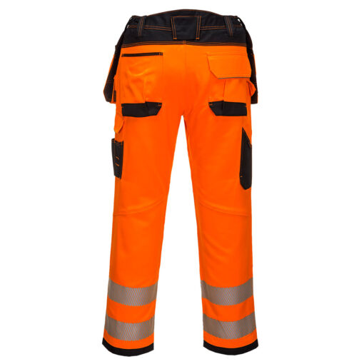 portwest hi vis trousers t501 orange black back
