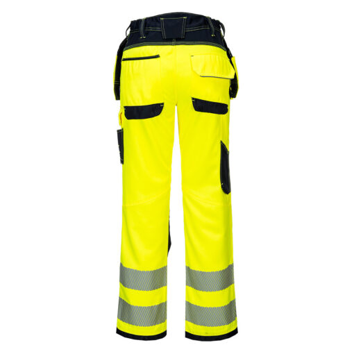 portwest hi vis trousers t501 yellow black back