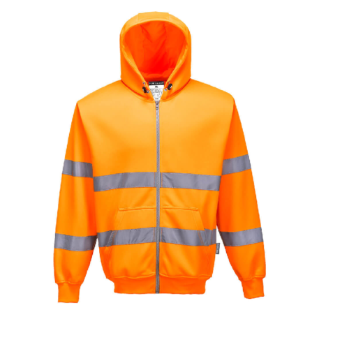 portwest hi vis zip hoodie b305 orange