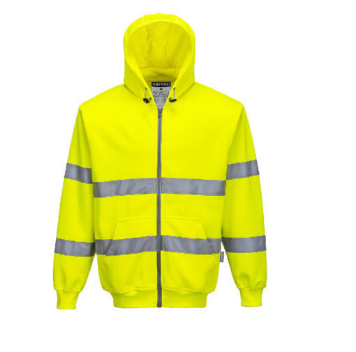 portwest hi vis zip hoodie b305 yellow