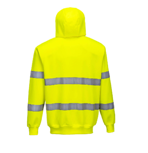 portwest hi vis zip hoodie b305 yellow back