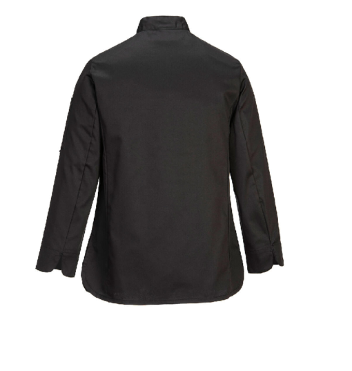 portwest rachel ladies chef jacket black c837 back