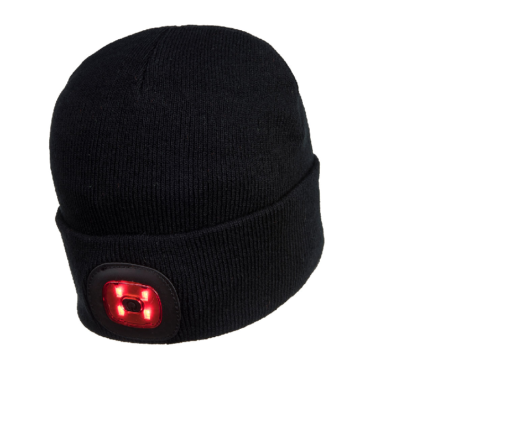 portwest twin led beanie b028 black back