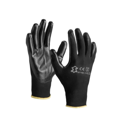 black polyester nitrile coated palm glove 5071nb