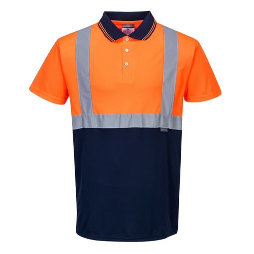 portwest hi vis two tone polo shirt s479 orange navy