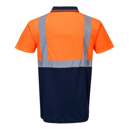 portwest hi vis two tone polo shirt s479 orange navy back