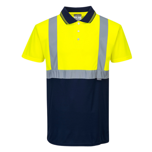 portwest hi vis two tone polo shirt s479 yellow navy