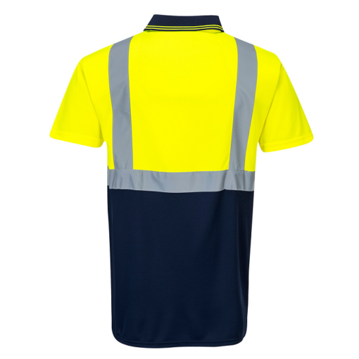 portwest hi vis two tone polo shirt s479 yellow navy back