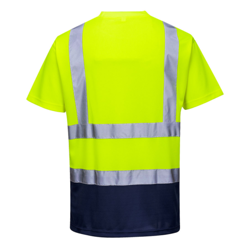 portwest hi vis two tone t shirt s378 yellow navy back