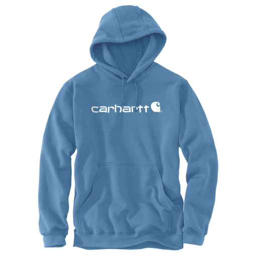 carhartt logo hoodie 100074 blue lagoon heather h54