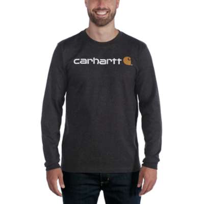 carhartt logo t shirt long sleeve 104107 carbon heather CRH front