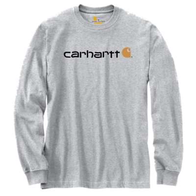 carhartt logo t shirt long sleeve 104107 heather grey HGY