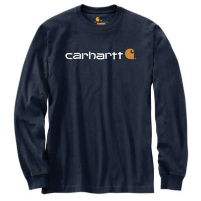 carhartt logo t shirt long sleeve 104107 navy 412