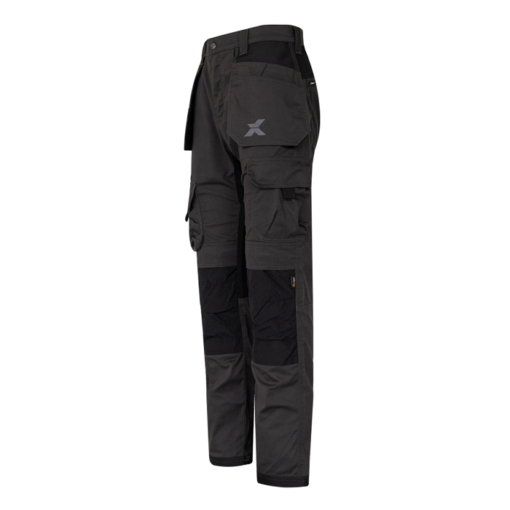 Xpert pro stretch+ work trousers grey black side pic