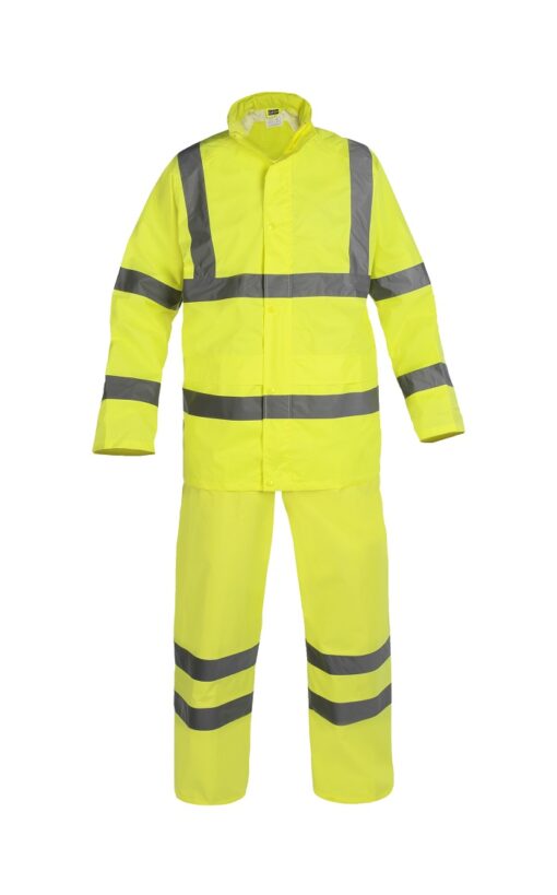 hi vis oxford nylon rainsuit rohvy yellow