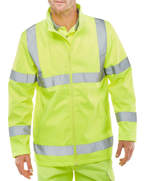 hi vis soft shell jacket yellow