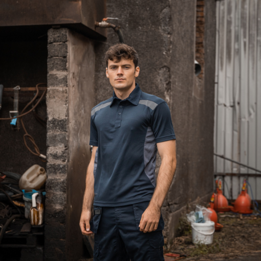 xpert pro stretch polo shirt navy grey action