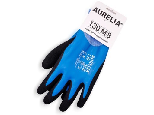 aurelia blue fully coated latex glove 130