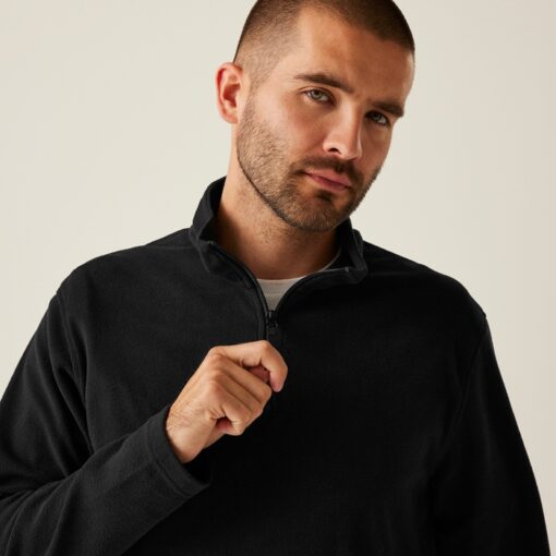 regatta micro zip neck fleece trf549 black close up